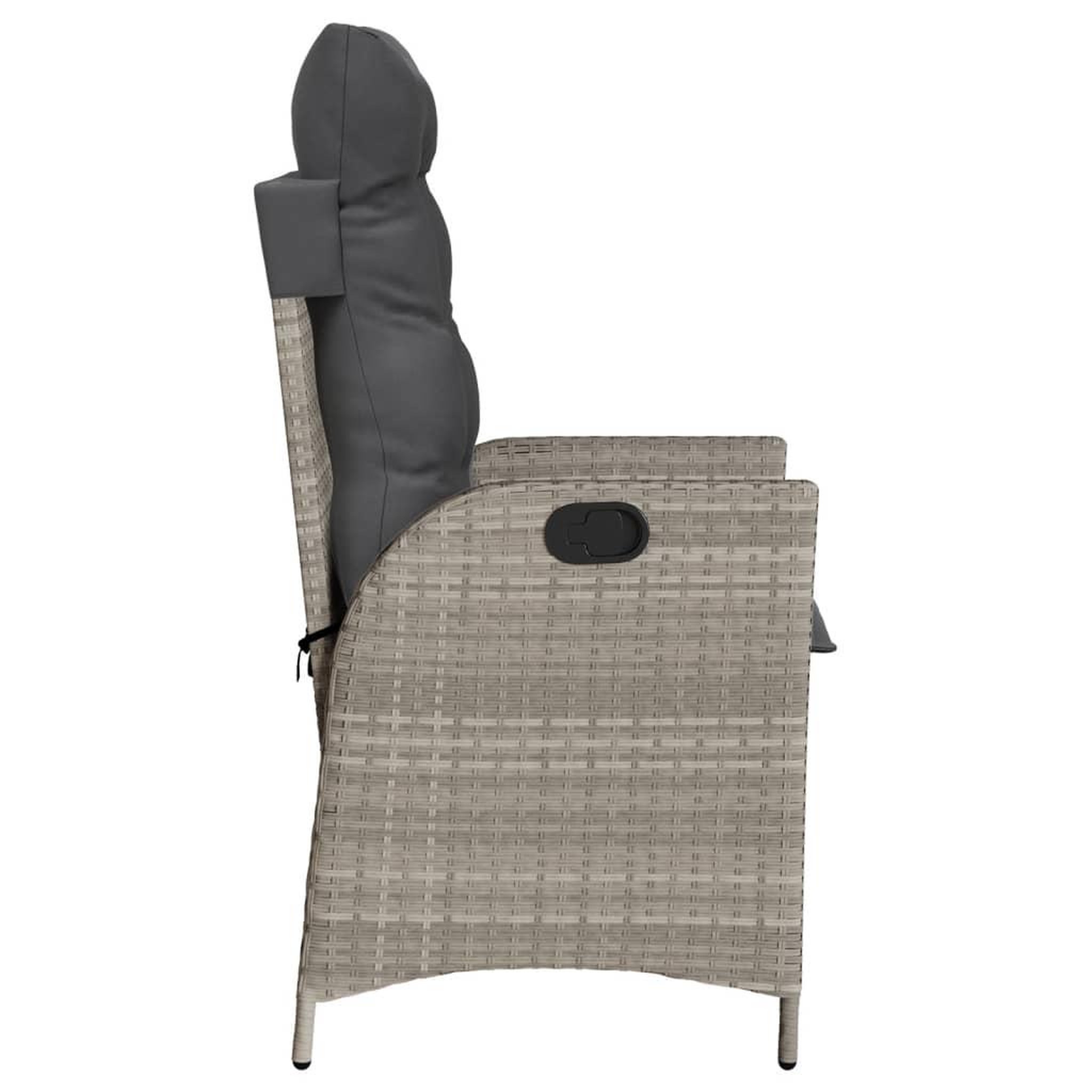 Voir la diapositive 5 : VIDAXL Chaise inclinable de jardin coussins gris clair resine tressee