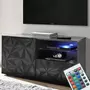 KASALINEA Banc TV LED 120 cm gris laqué design NINO 2-L 122 x P 42 x H 57 cm- Gris