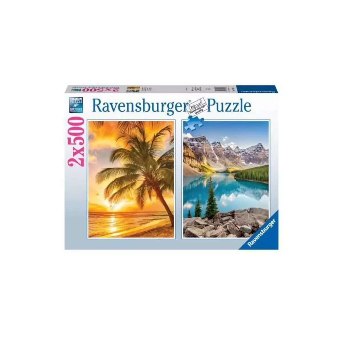 RAVENSBURGER Puzzle 2x500 pieces - Plage et montagnes - Puzzle adultes Ravensburger - Des 10 ans - 17267