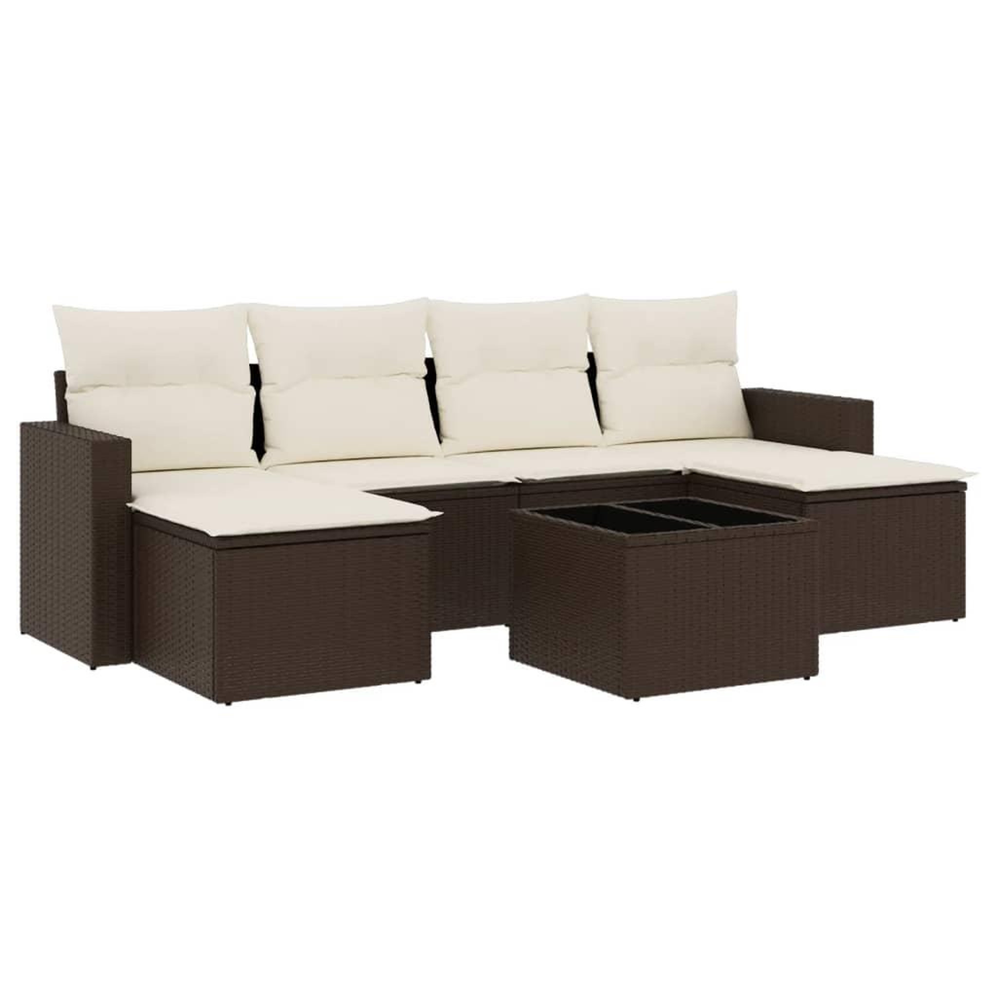 Voir la diapositive 2 : VIDAXL Salon de jardin avec coussins 7 pcs marron resine tressee