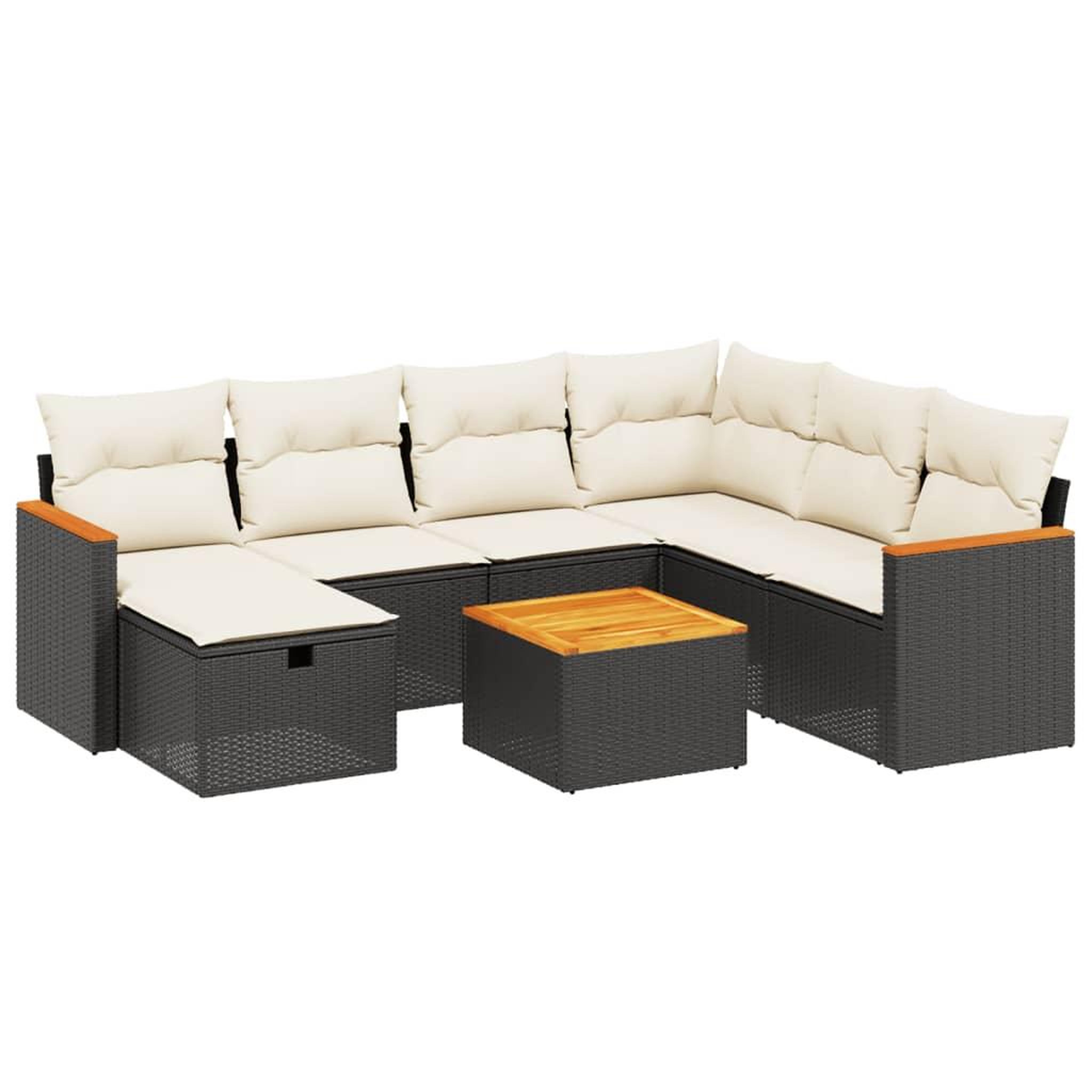 Voir la diapositive 2 : VIDAXL Salon de jardin 8 pcs avec coussins noir resine tressee