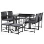 Voir la diapositive 2 : BEST MOBILIER Olaria – ensemble table et chaises de jardin en acier noir - 8 places - coussins gris