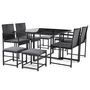 Voir la diapositive 2 : BEST MOBILIER Olaria – ensemble table et chaises de jardin en acier noir - 8 places - coussins gris