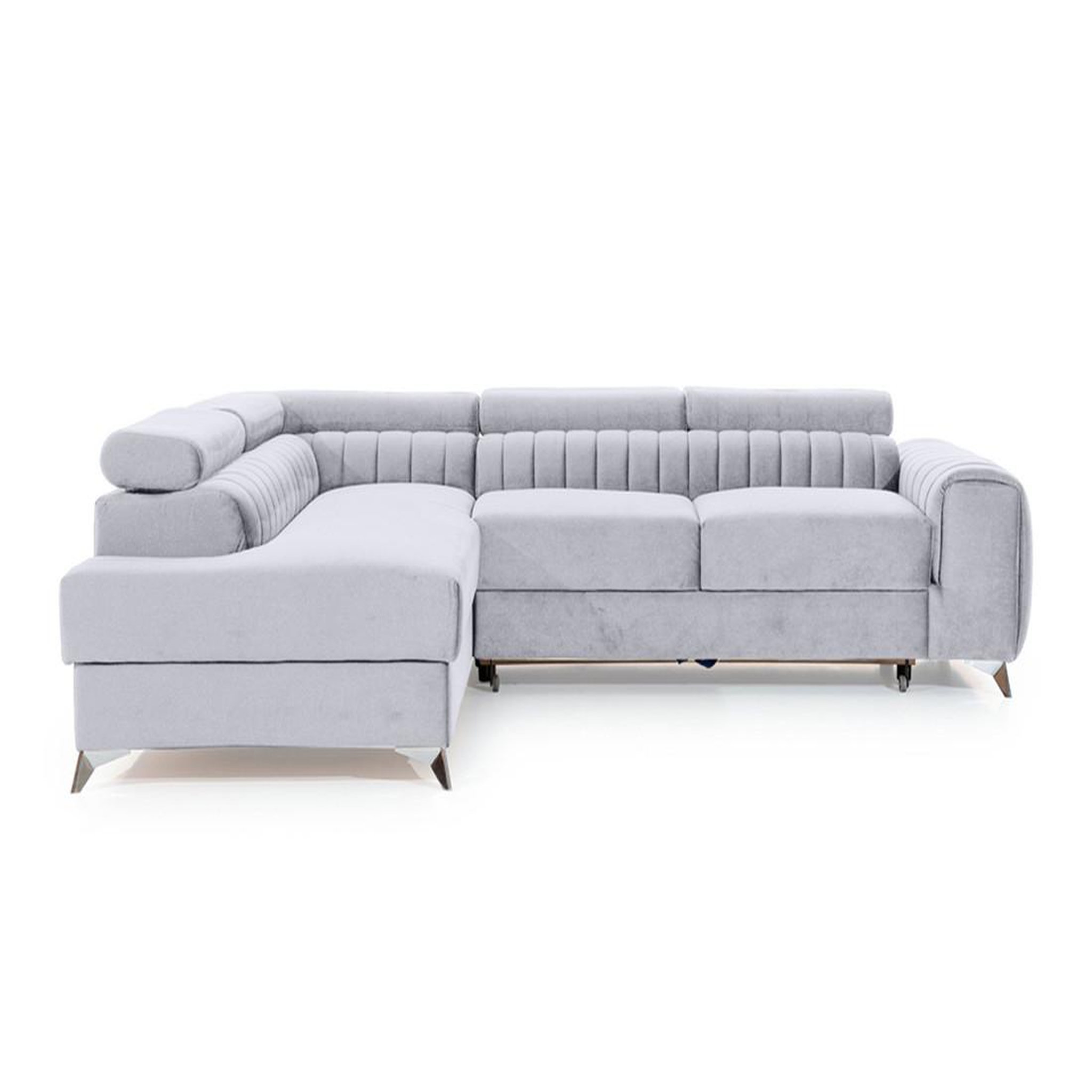 Voir la diapositive 6 : BEST MOBILIER Talisay - canapé d'angle gauche - 5 places - convertible avec coffre - en velours