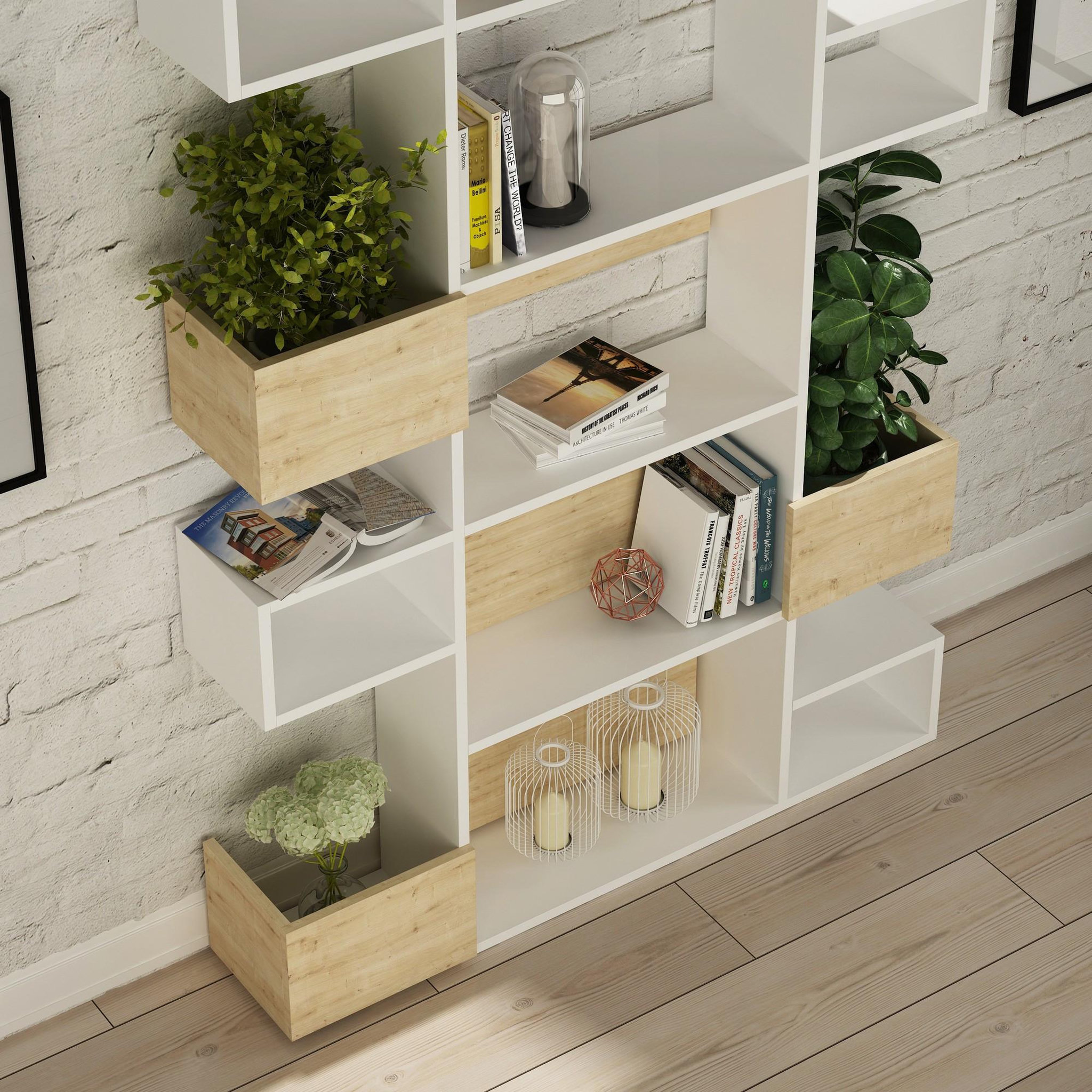 Voir la diapositive 3 : Habitat et Jardin Bibliothèque en bois  Niho  120 x 27 x 171 cm - Blanc