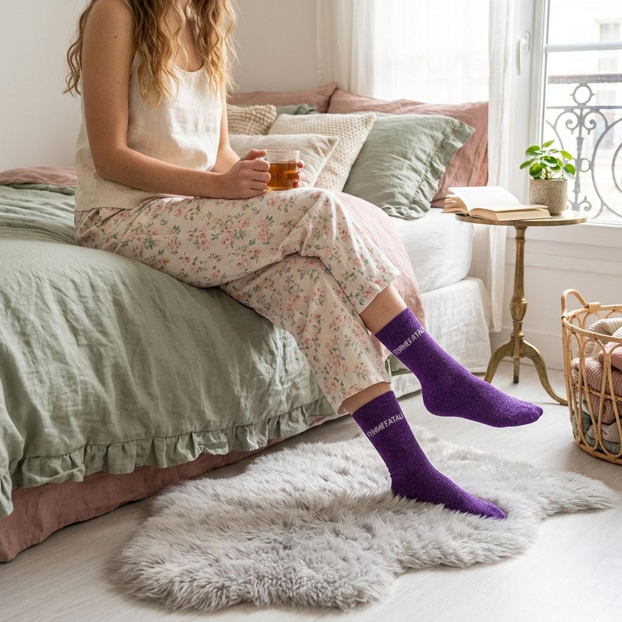 Voir la diapositive 5 : OZABI Chaussettes Femme Lurex Message Humoristique