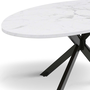 Voir la diapositive 5 : ID MARKET Table à manger ovale ALIX 10 personnes pied araignée noir et plateau effet marbre blanc ALASKA 200 cm