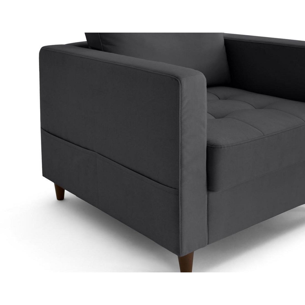 LISA DESIGN Anna - fauteuil avec poche en velours - pieds en bois