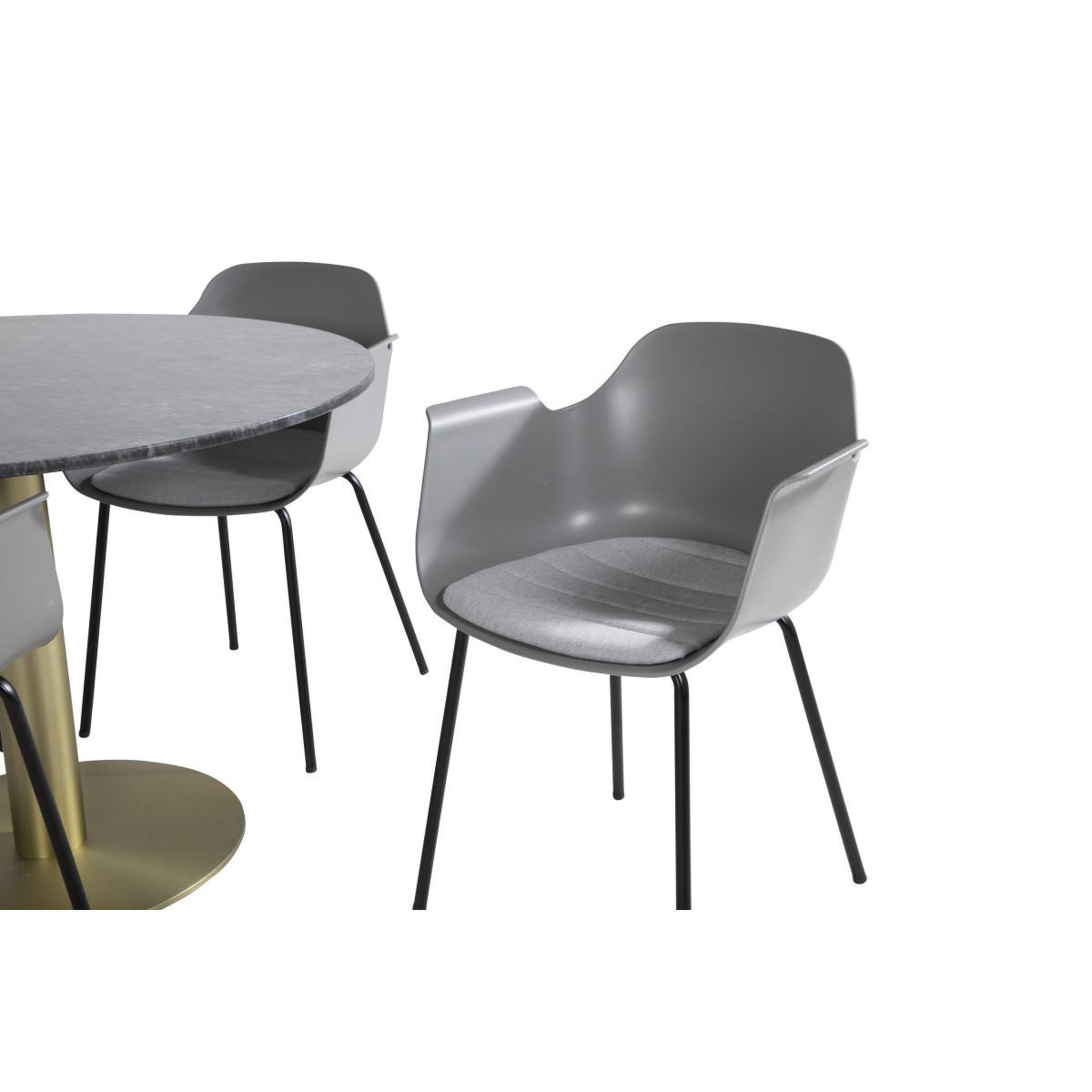 Voir la diapositive 2 : Paris Prix Ensemble table à manger & 4 chaises  estelle ii & comfort  106cm gris foncé & gris
