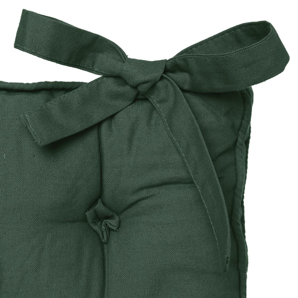 ATMOSPHERA Galette de chaise carrée matelassée 5 points avec nouettes en coton