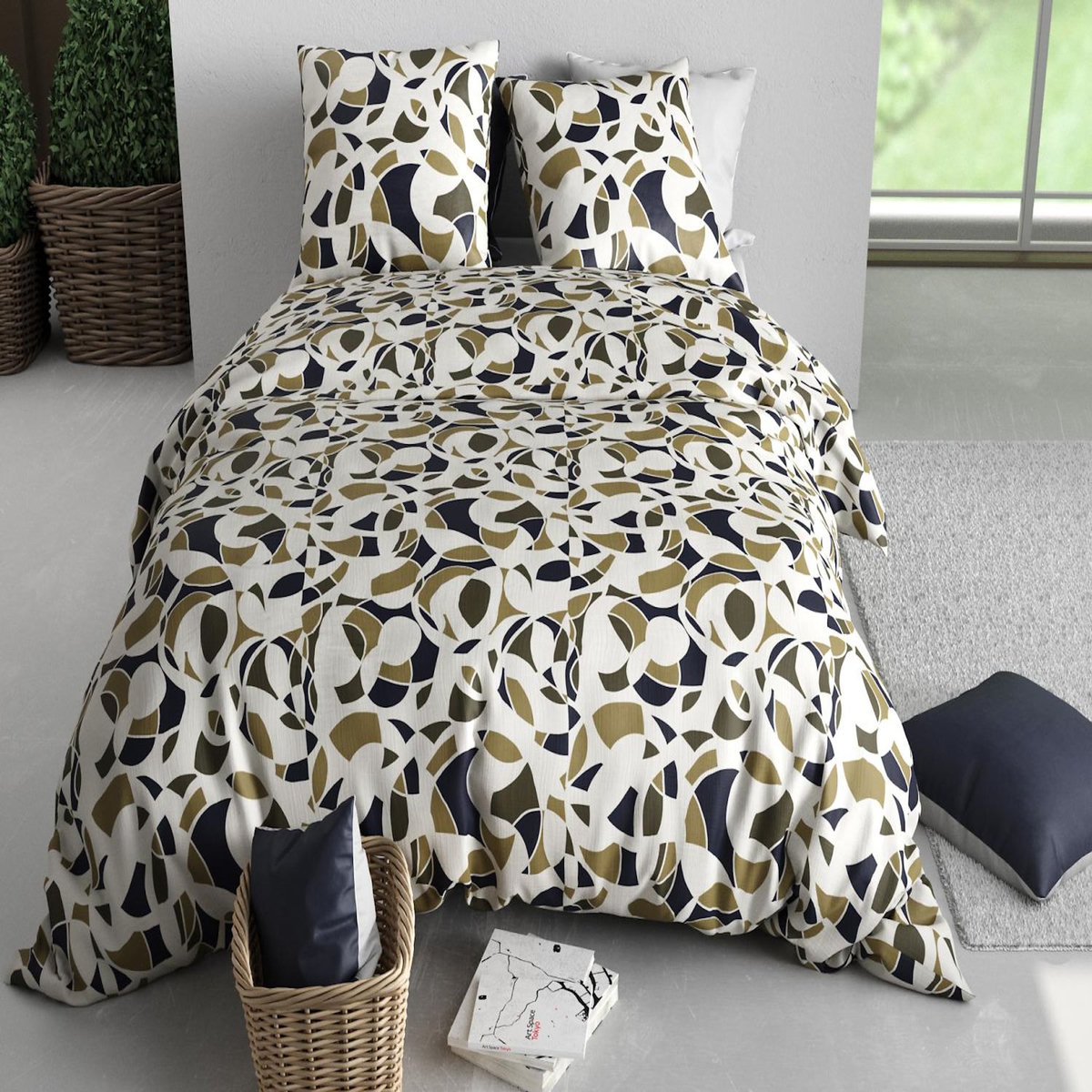 ATELIER DU COTON Parure housse de couette imprimée 100% coton 57fils KLEE