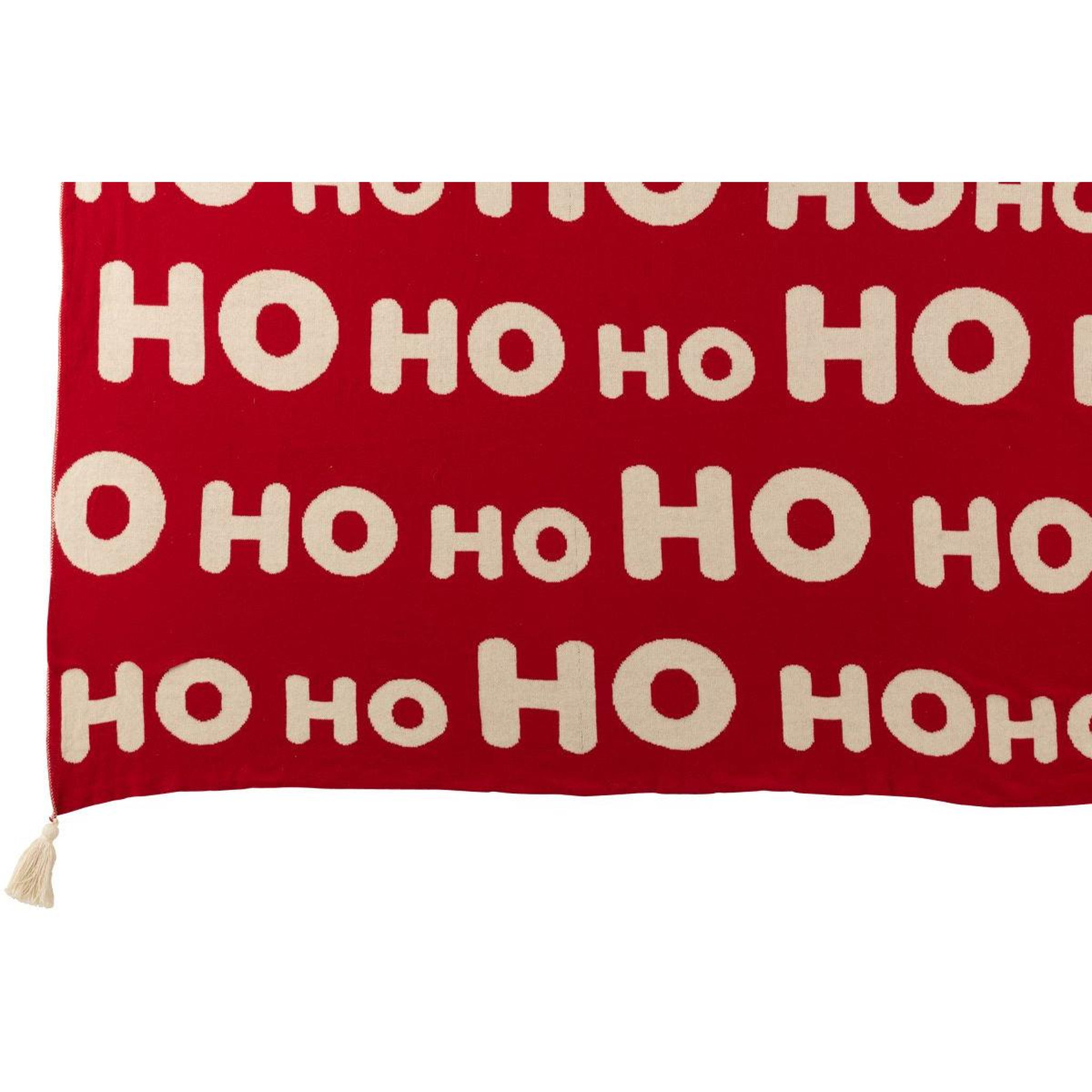 Voir la diapositive 3 : J-LINE Plaid à pompons  hohoho  130x170cm rouge