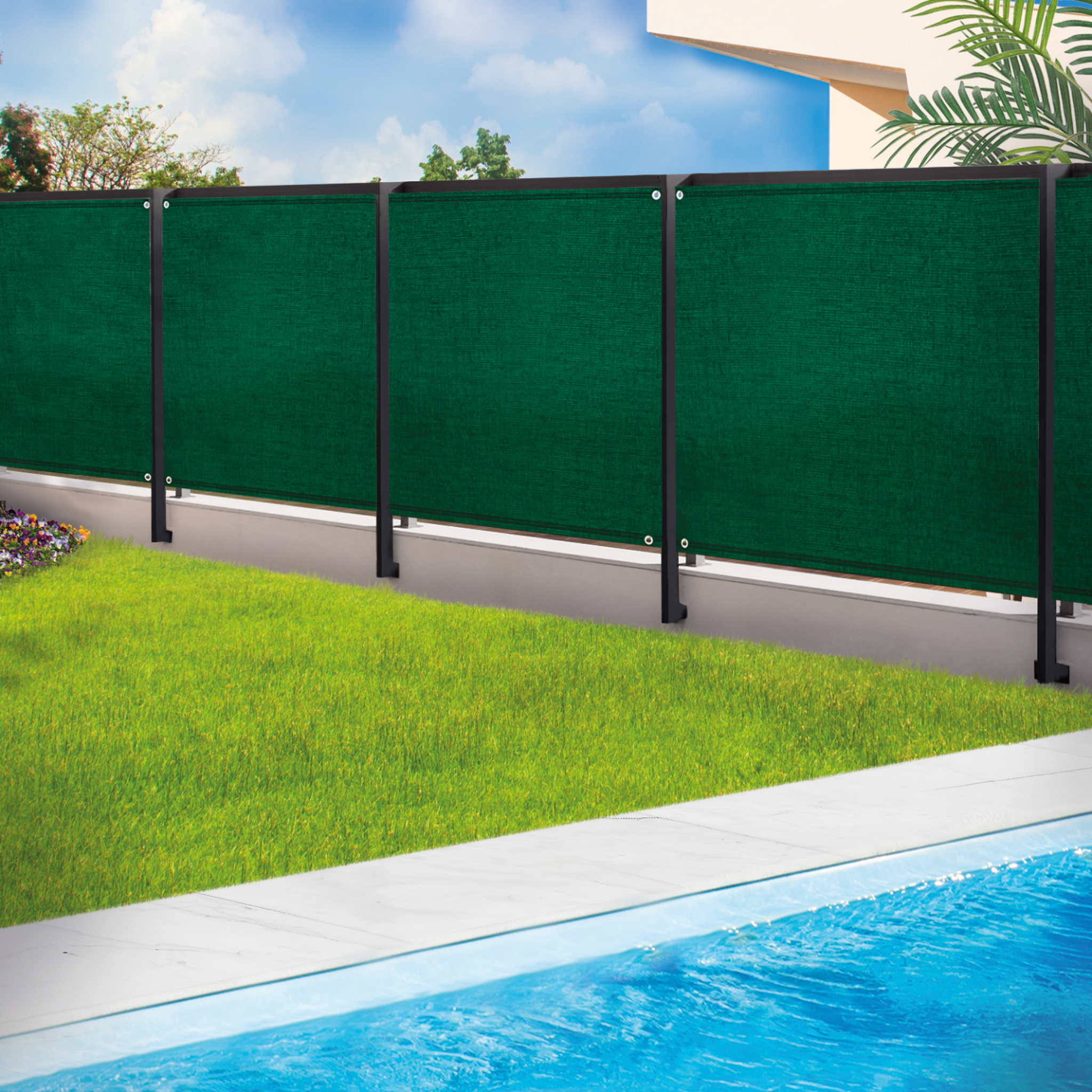 Voir la diapositive 2 : ID MARKET Brise vue renforcé 1 x 10 m vert 220 gr/m² luxe pro