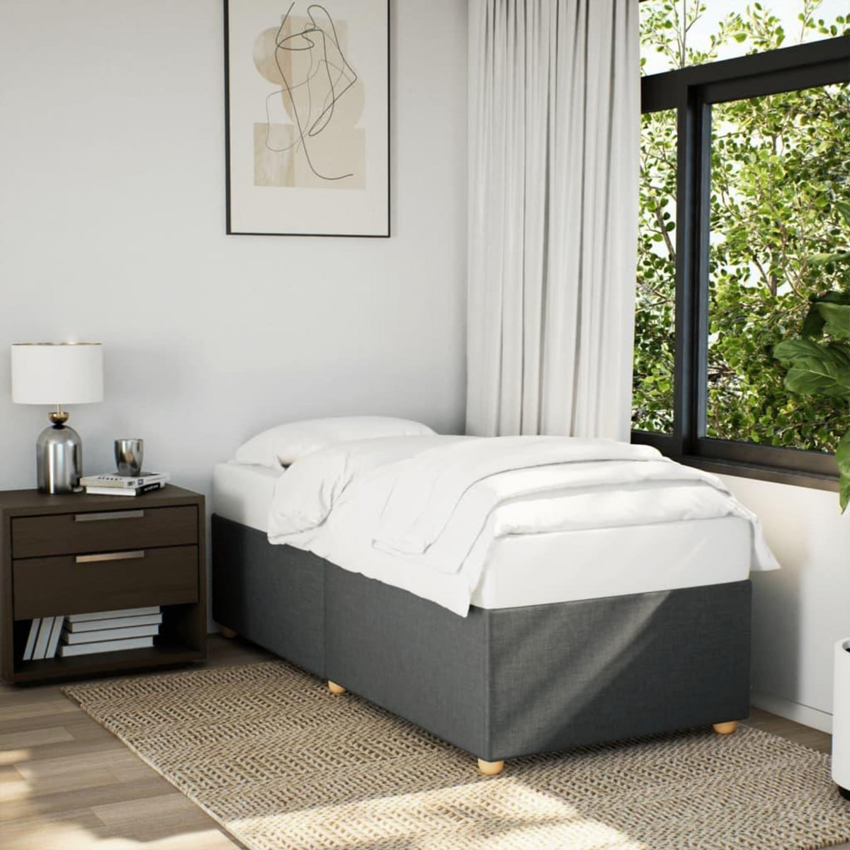VIDAXL Cadre de lit sans matelas gris fonce 80x200 cm tissu