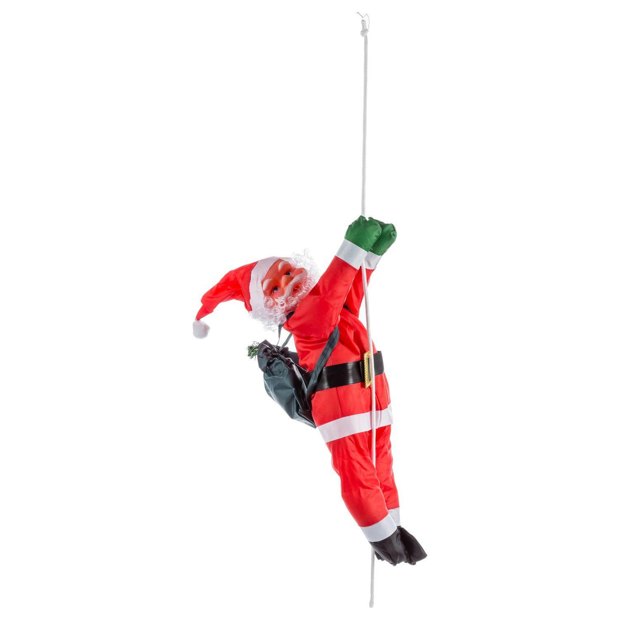 FEERIC LIGHT & CHRISTMAS Père Noël grimpeur - H. 60 cm - Rouge et noir