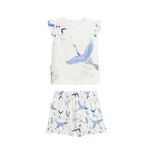 Petit Béguin Pyjama enfant 2 pièces manches courtes Tiana. Coloris disponibles : Bleu