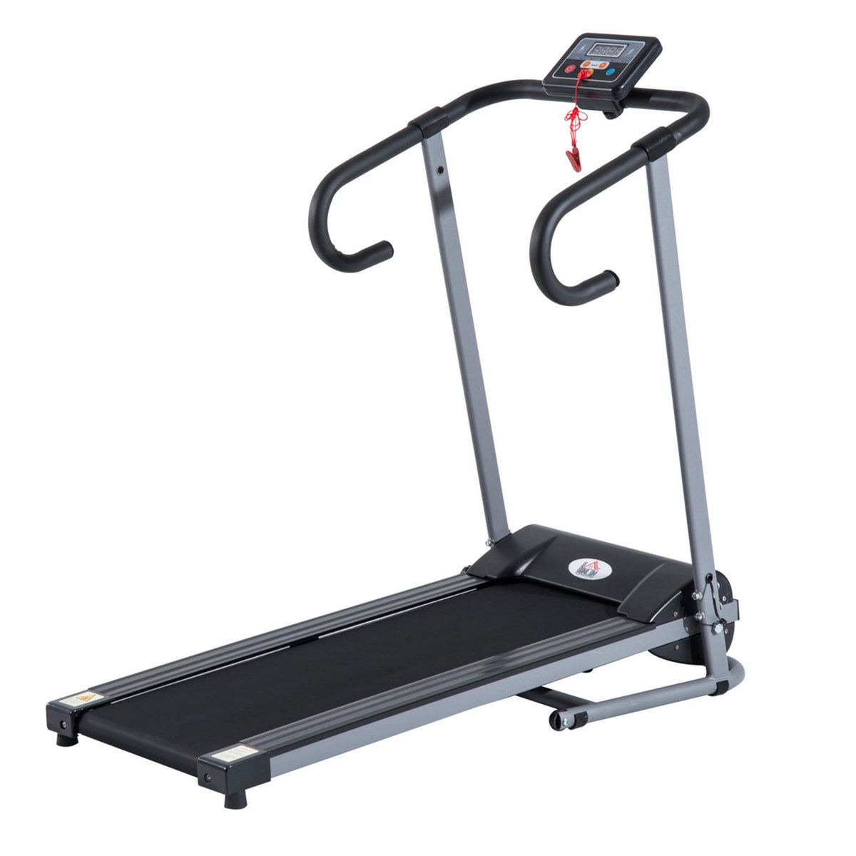 HOMCOM Tapis de course Fitness électrique pliable - 1 à 10 Km/h - écran LCD multifonctions - puissance 500 W - gris foncé noir