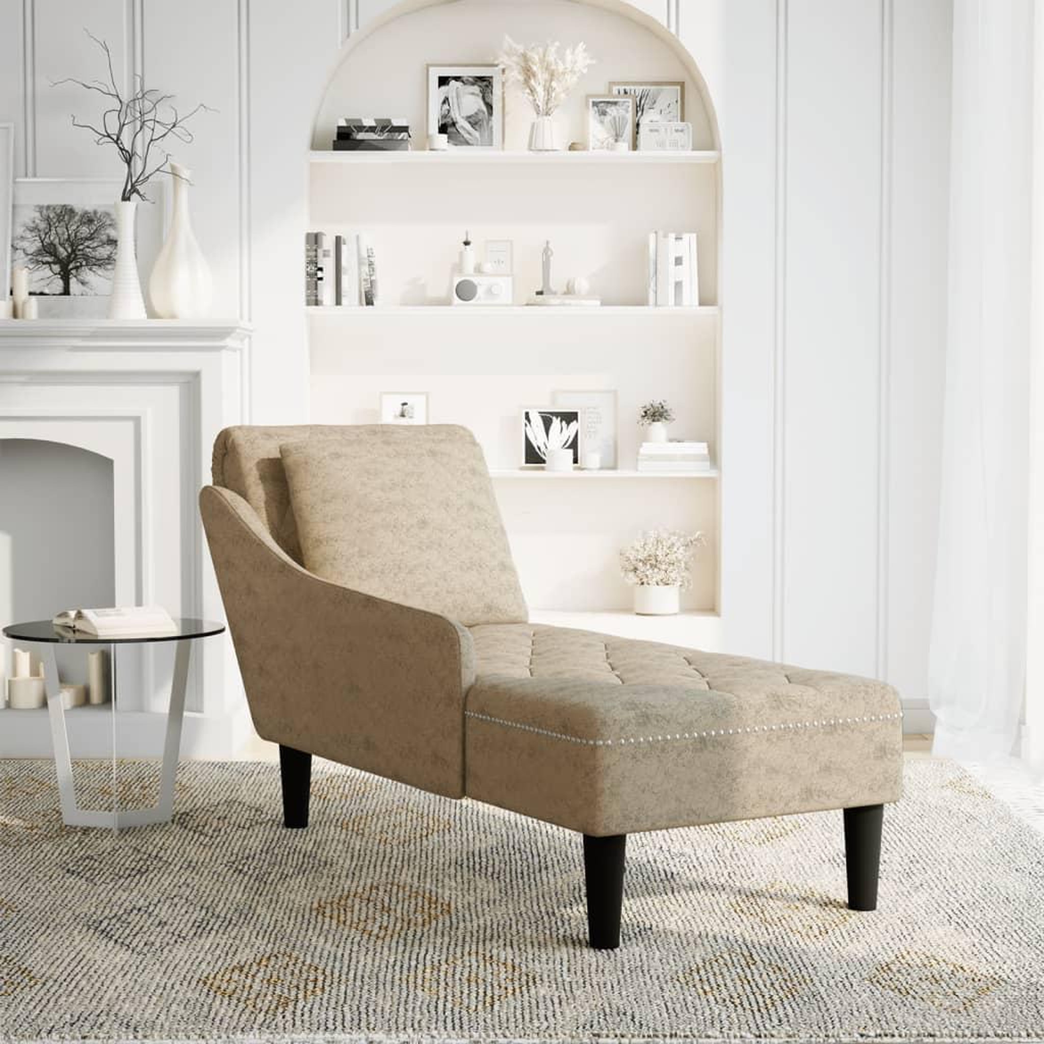 Voir la diapositive 2 : VIDAXL Fauteuil long et coussin/accoudoir droit gris clair