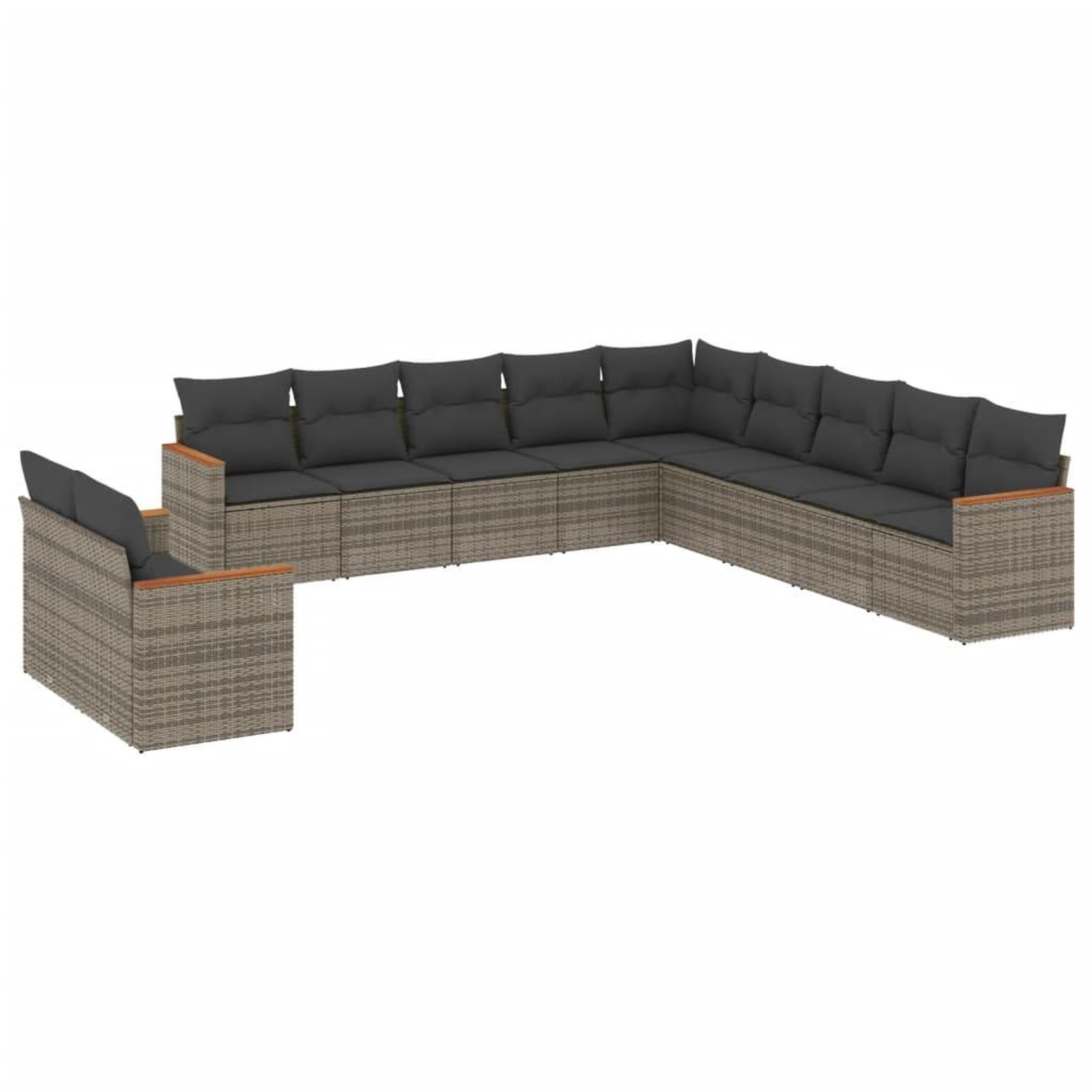 Voir la diapositive 2 : VIDAXL Salon de jardin 11 pcs avec coussins gris resine tressee