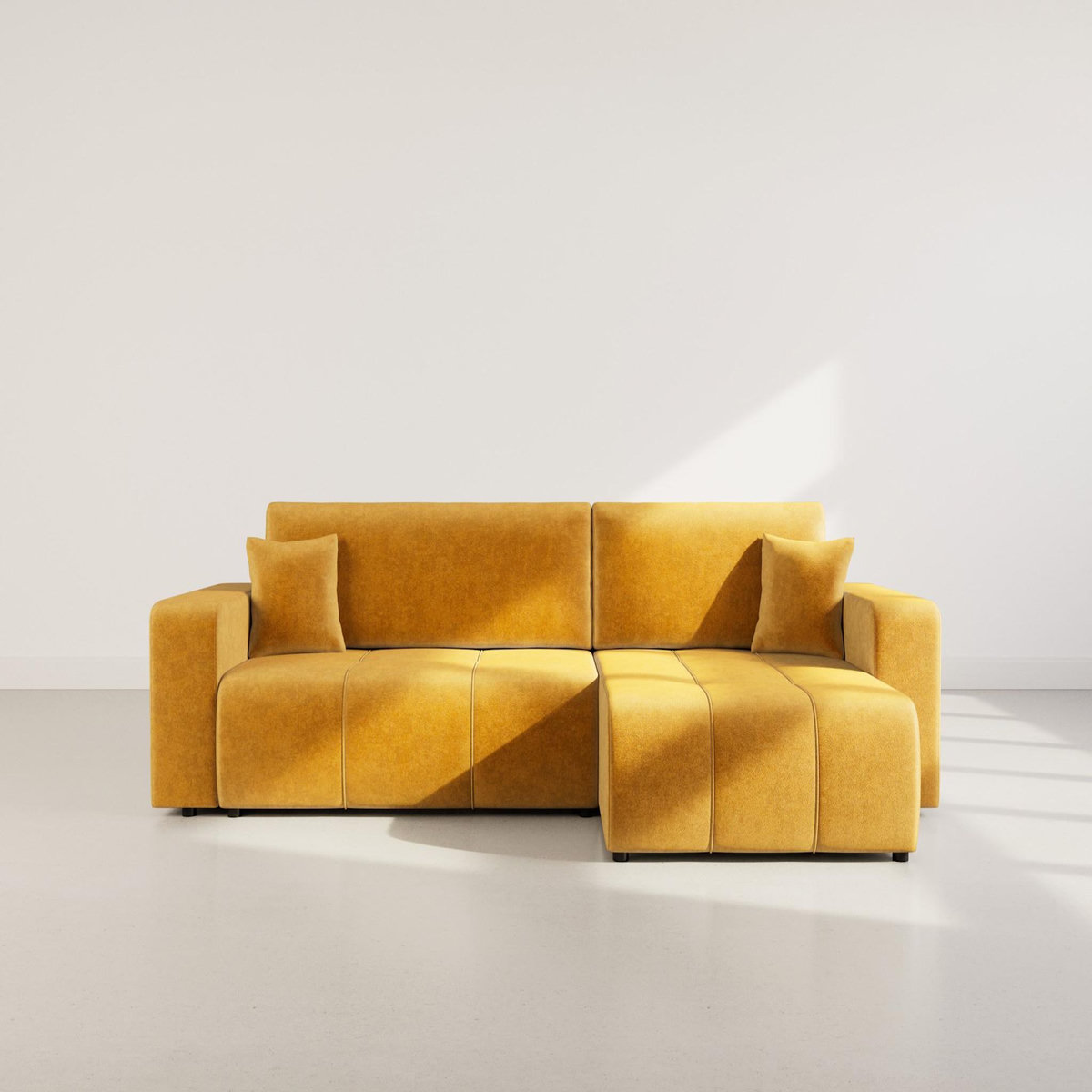 BEST MOBILIER Nicole - canapé d'angle réversible 5 places convertible avec coffre en tissu