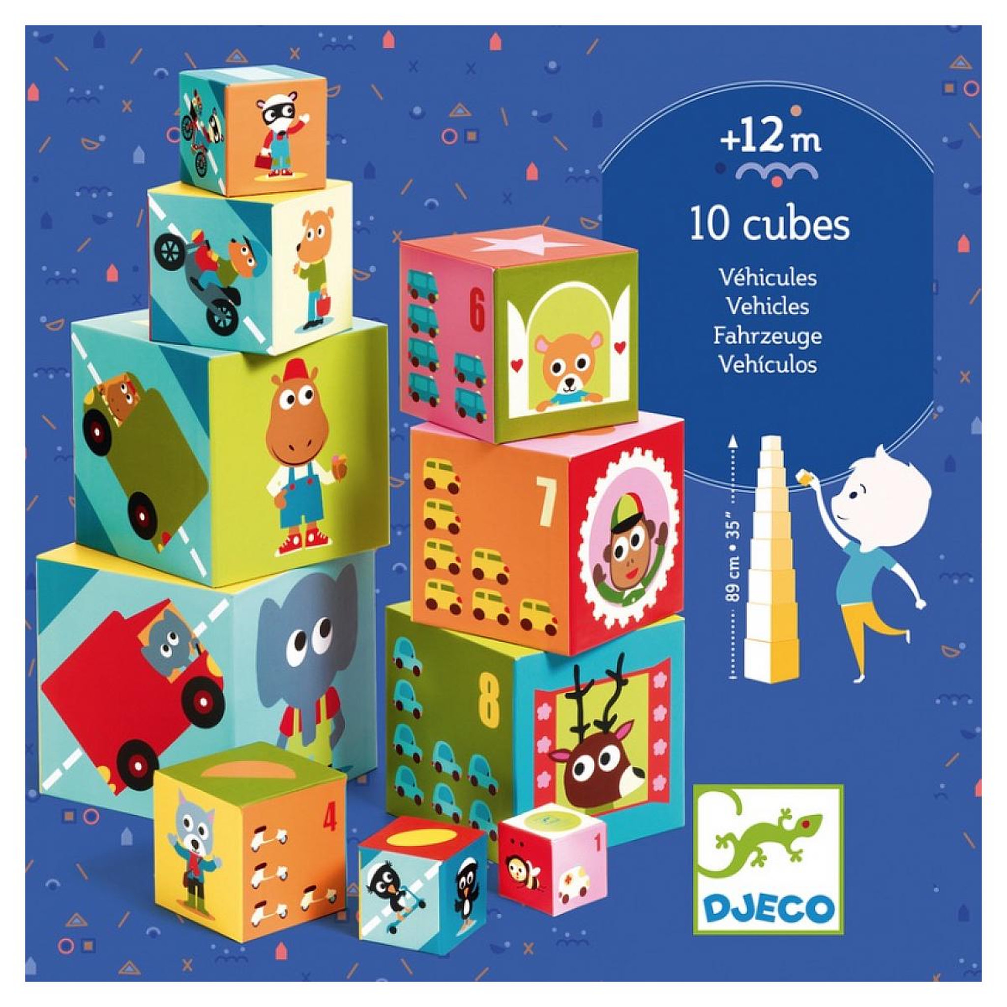 Voir la diapositive 4 : Djeco 10 Cubes premiere ages  Vehicules