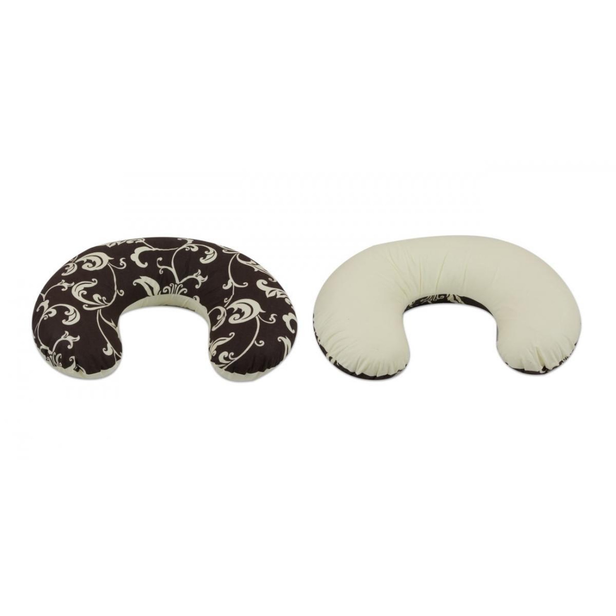 VELINDA Coussin appui-tête dessin floral sombre – crème