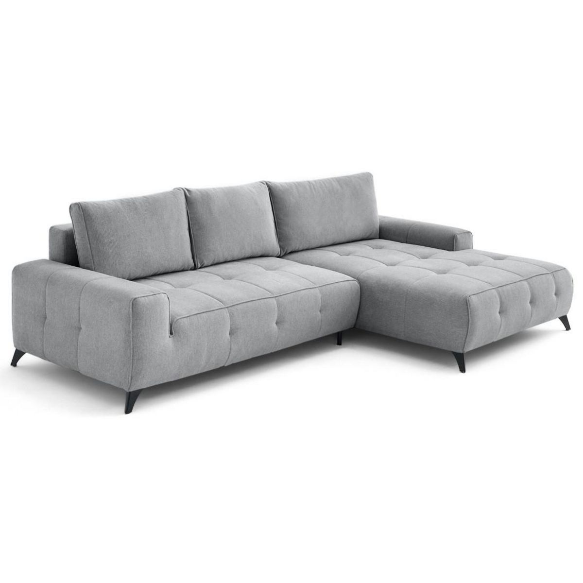 LISA DESIGN Rimini - canapé d'angle droit 4 places convertible avec coffre en tissu texturé