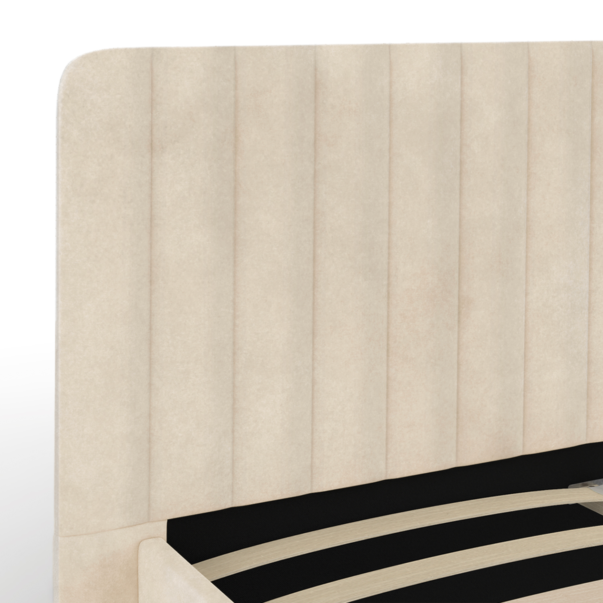Voir la diapositive 5 : ID MARKET Lit double annie avec tête de lit et sommier 140 x 190 cm velours beige
