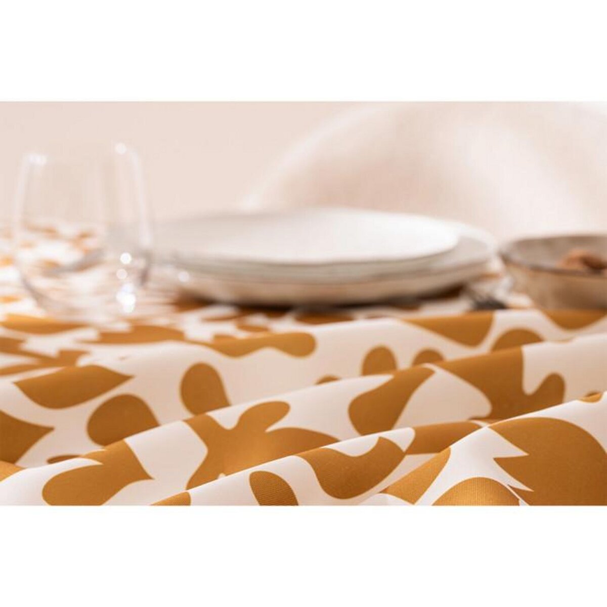 ATMOSPHERA Nappe Antitache Imprimé  Jolan  140x240cm Ocre