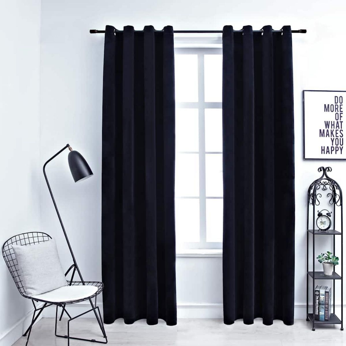 VIDAXL Rideaux occultants avec anneaux 2 pcs Velours Noir 140x245 cm
