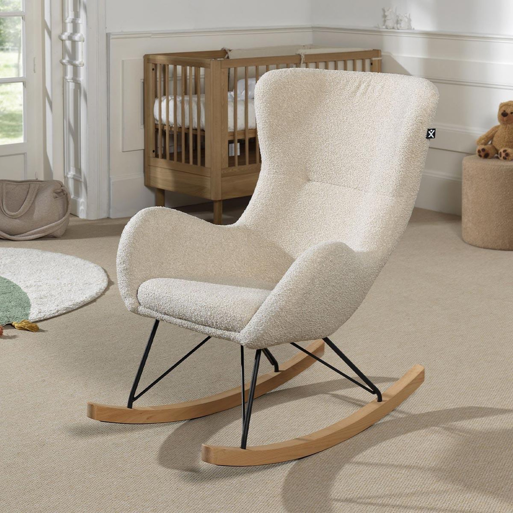 Voir la diapositive 2 : Paris Prix Fauteuil à Bascule Bouclette  Rocky  101cm Beige