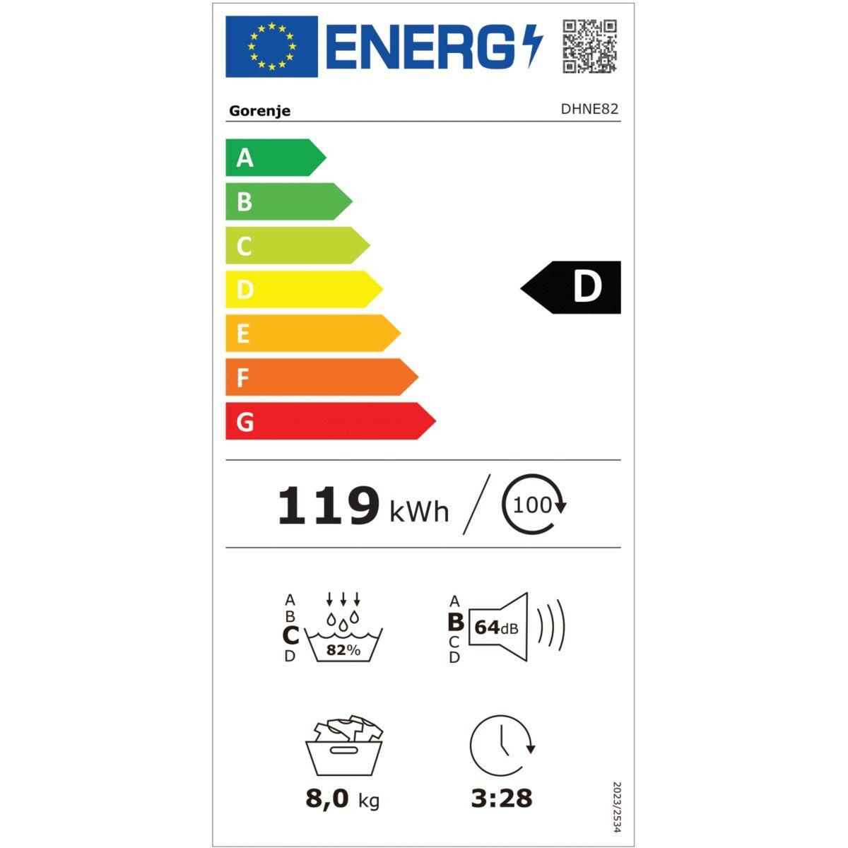 GORENJE Sèche linge pompe à chaleur DHNE82