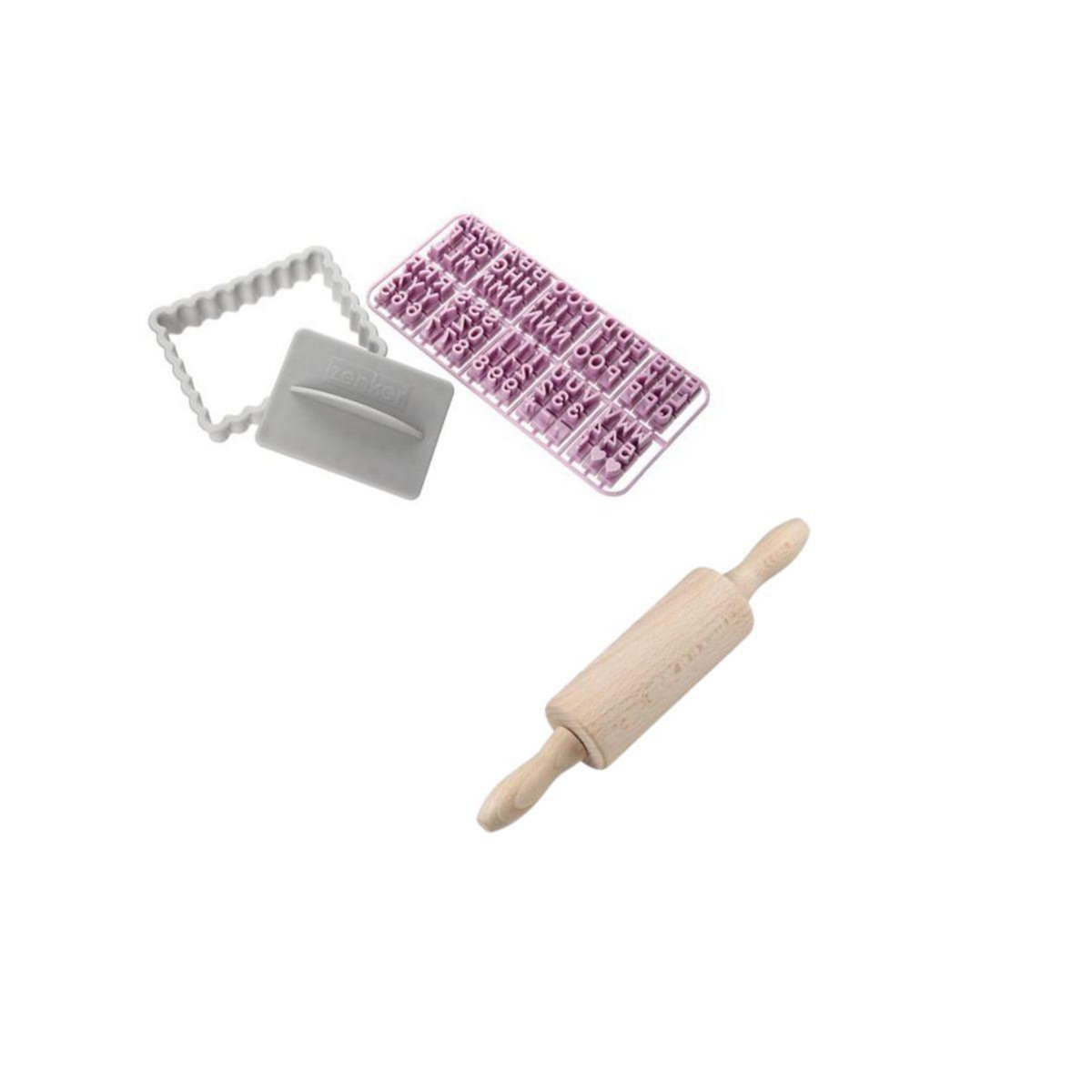 ZENKER Tampon alphabet pour biscuit Zenker et mini rouleau à pâtisserie