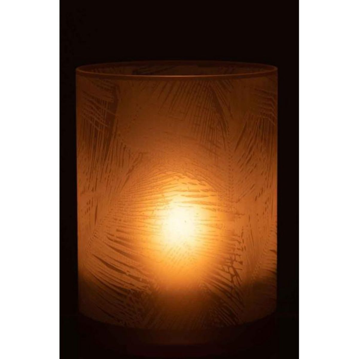 Paris Prix Photophore Design en Verre  Feuilles  24cm Beige