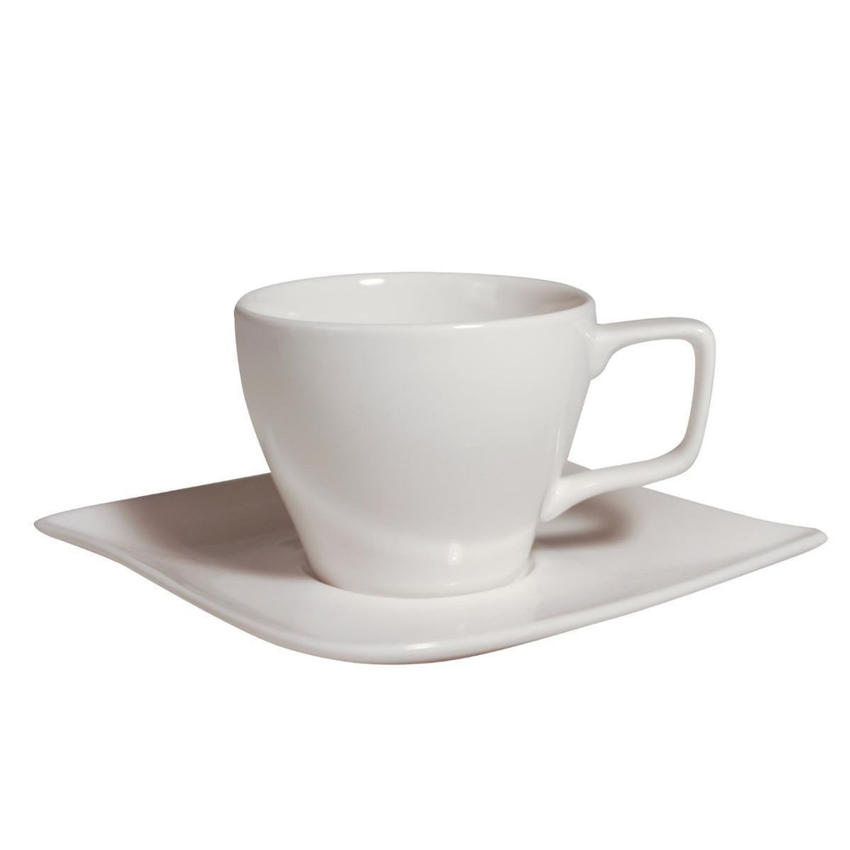 SECRET DE GOURMET Lot de 6 Tasses à Café & Soucoupe  Vague  12cm Blanc