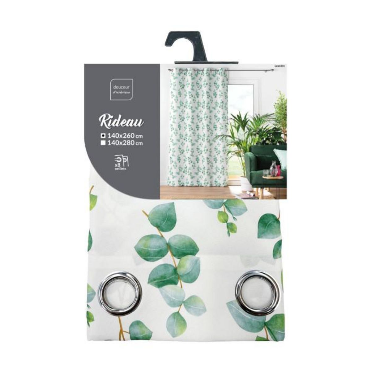 Paris Prix Rideau à Œillets Imprimé  Leandre  140x260cm Vert