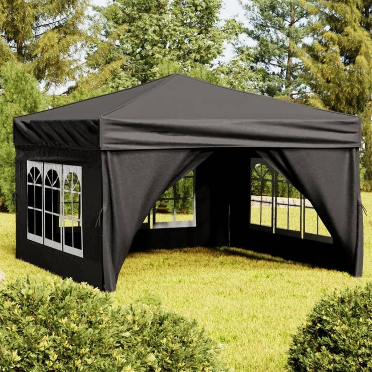 VIDAXL Tente de reception pliable avec parois Noir 3x3 m