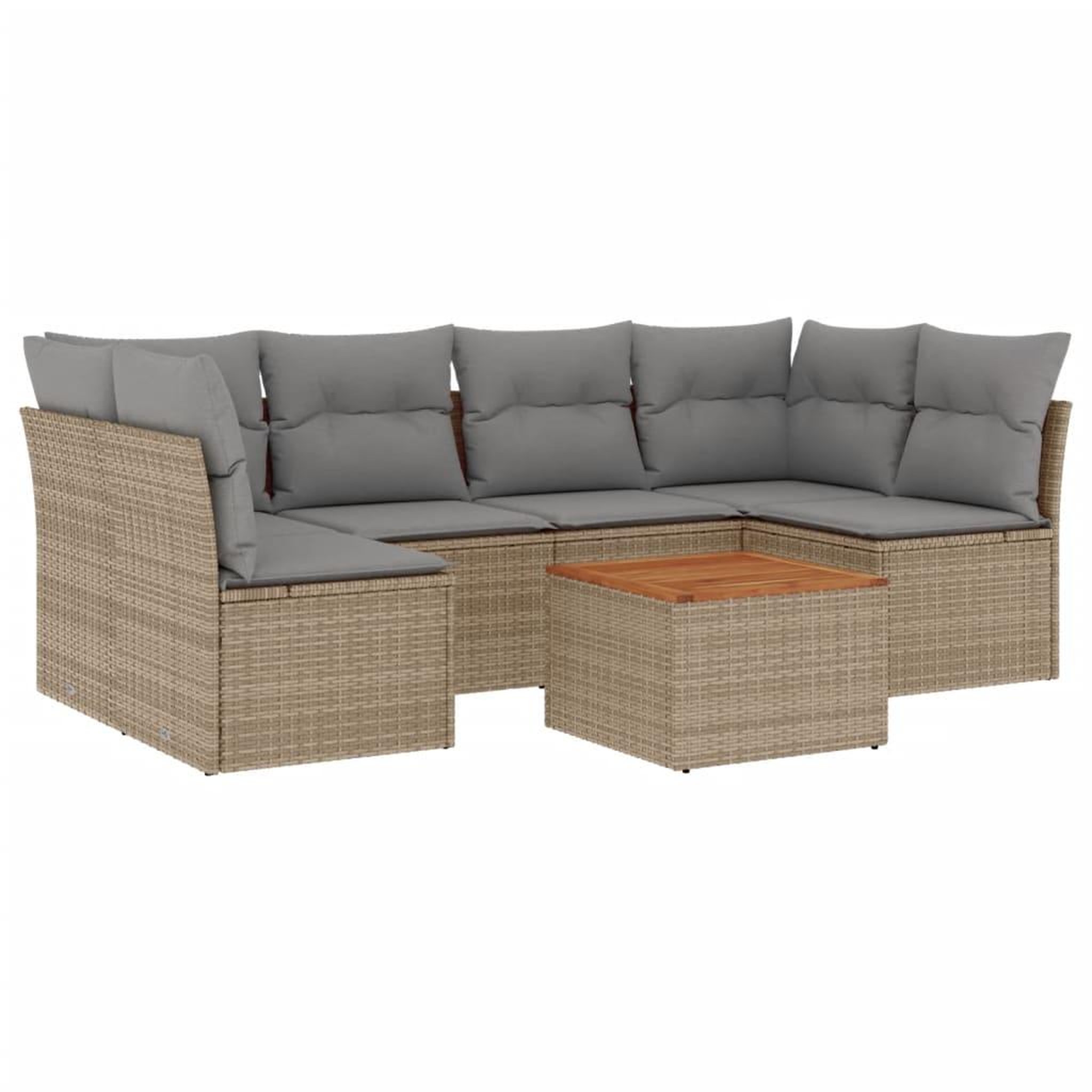 Voir la diapositive 2 : VIDAXL Salon de jardin avec coussins 7pcs melange beige resine tressee