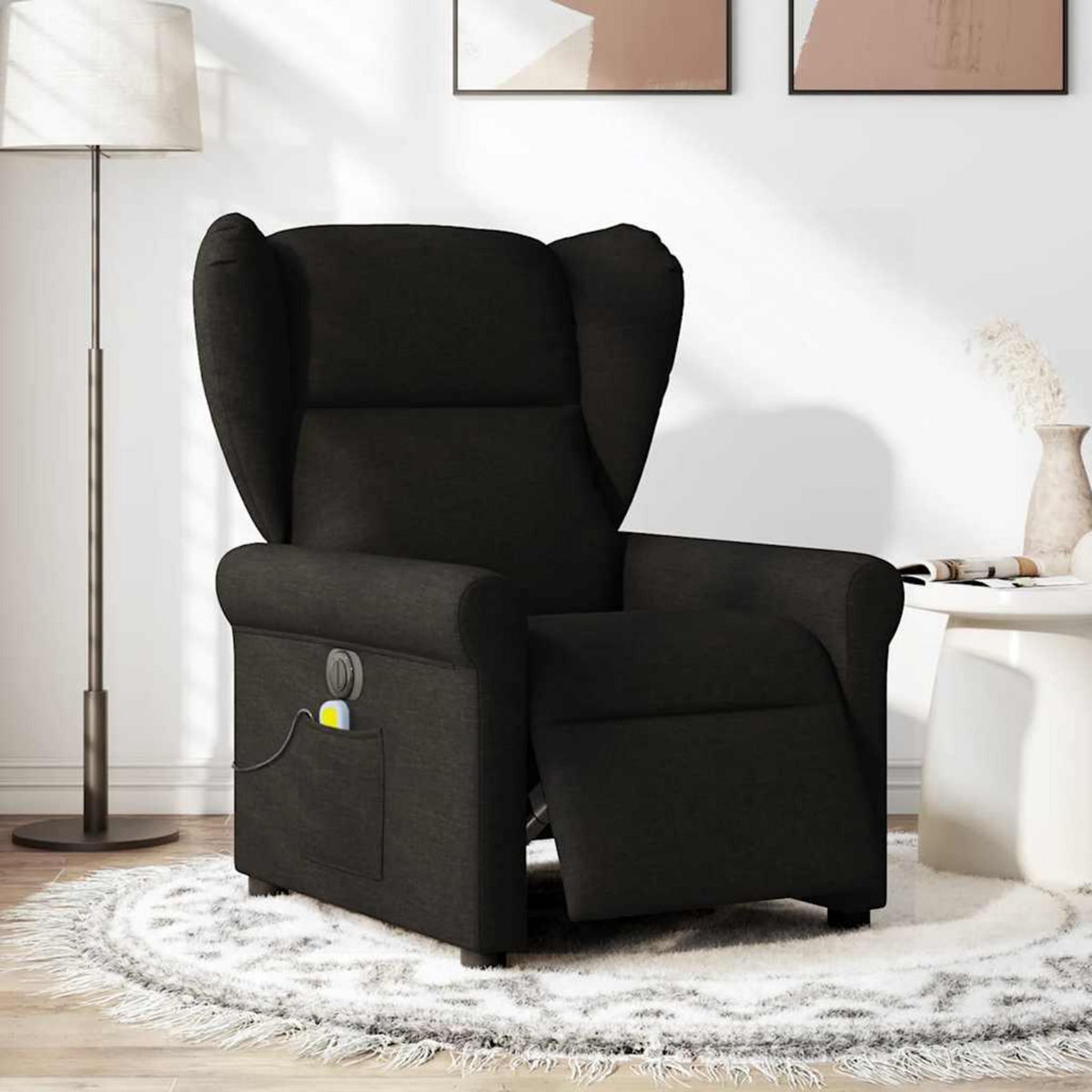 VIDAXL Fauteuil de massage inclinable electrique Noir Tissu