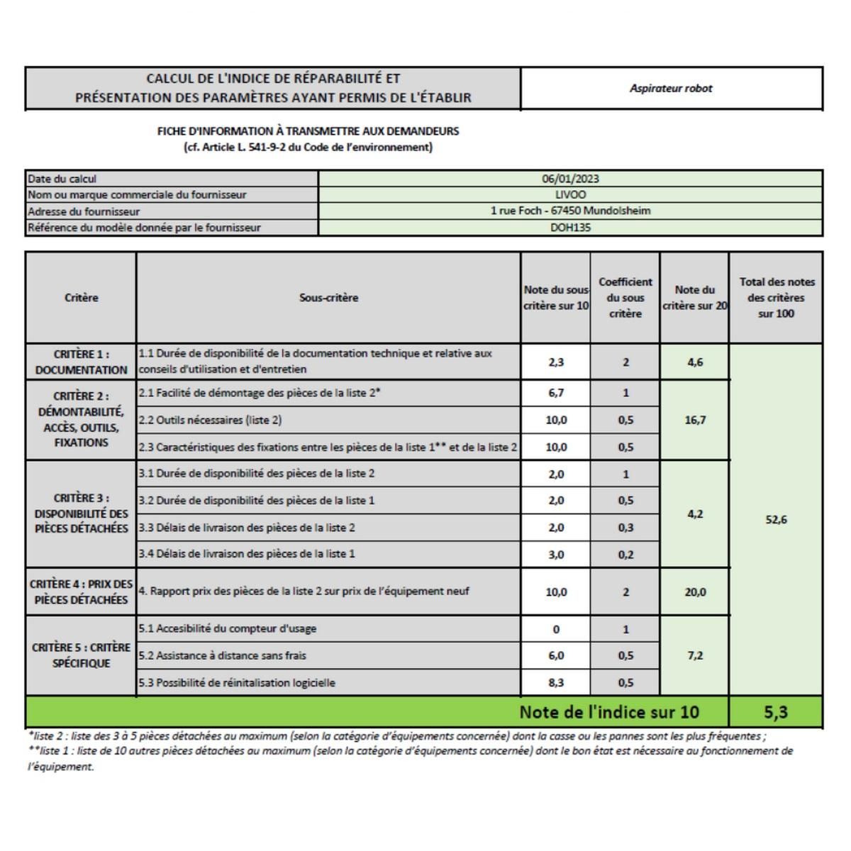 LIVOO Aspirateur robot - DOH135