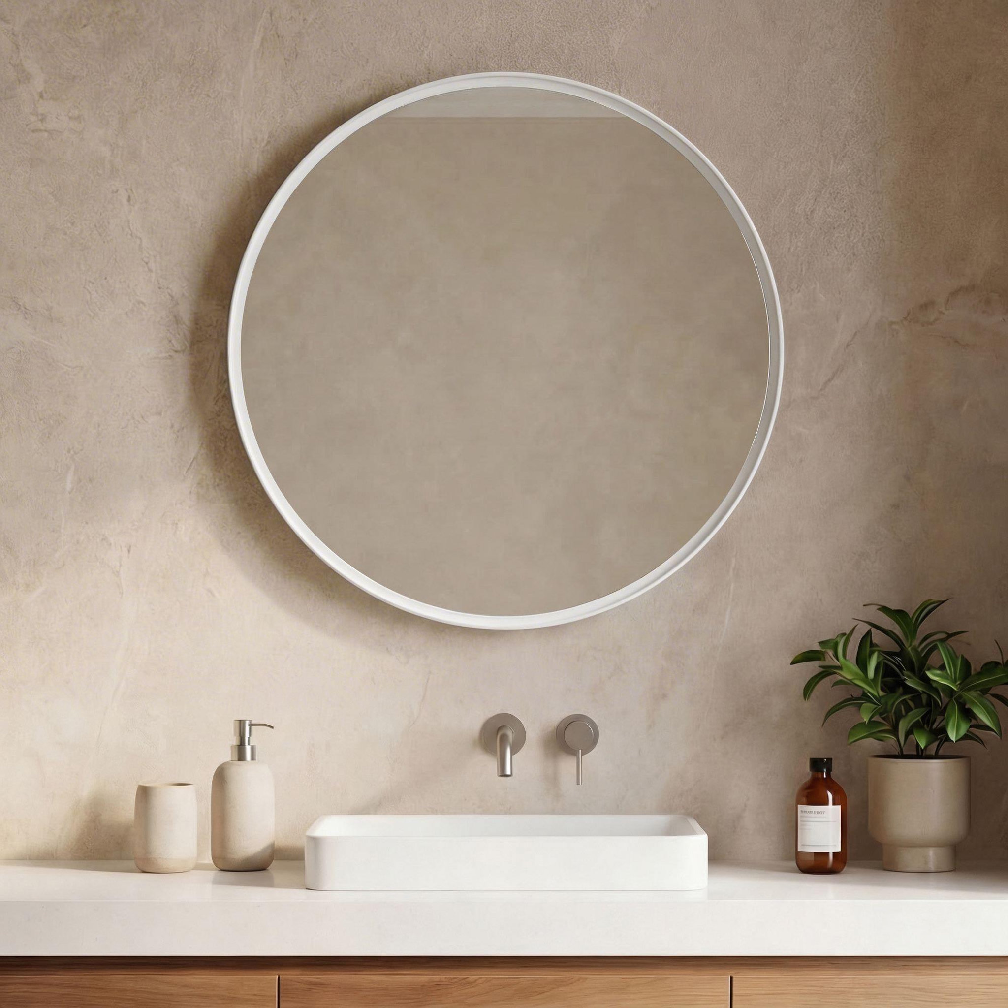 Voir la diapositive 2 : Habitat et Jardin Miroir Décoratif en Bois  Moonlight 90 v2  - 90 x 7 x 90 cm - Matte White