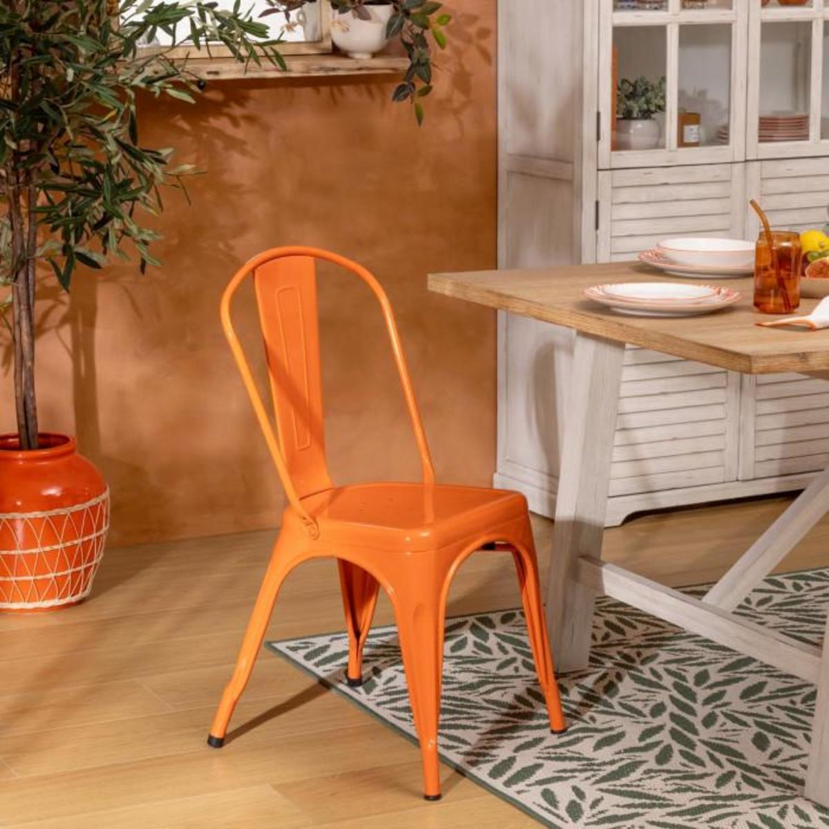 Paris Prix Lot de 4 Chaises en Métal  Isak  85cm Orange