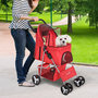 Voir la diapositive 2 : PAWHUT Poussette buggy pour chiens 75L x 46l x 94H cm pliable imperméable tissu 600D Oxford 4 roues rouge