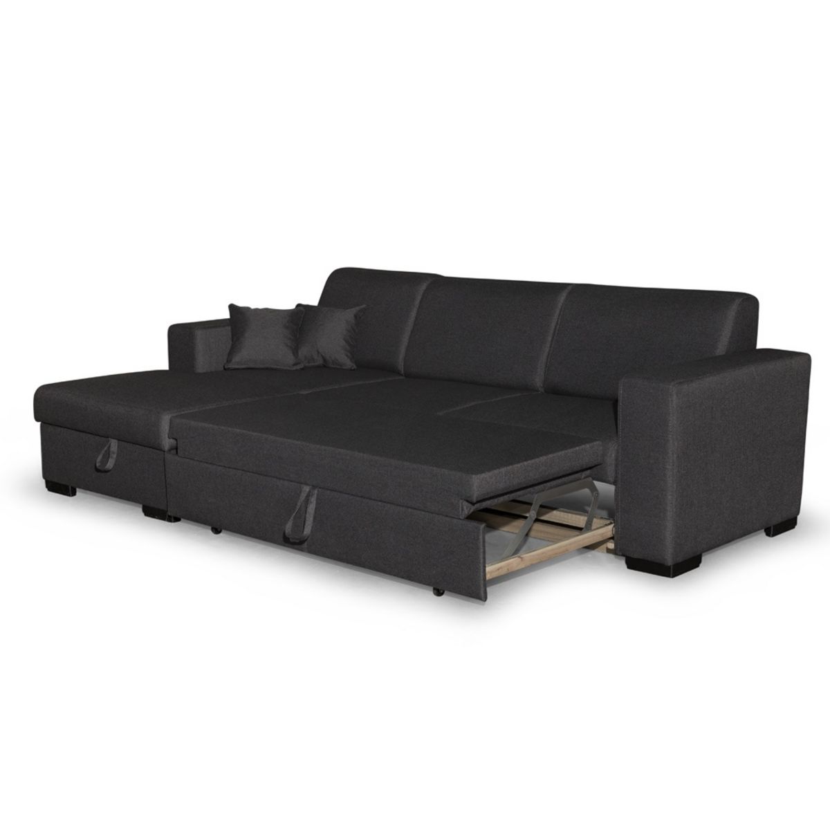 Canapé d'angle gauche convertible  4 places avec coffre tissu CARIBEA