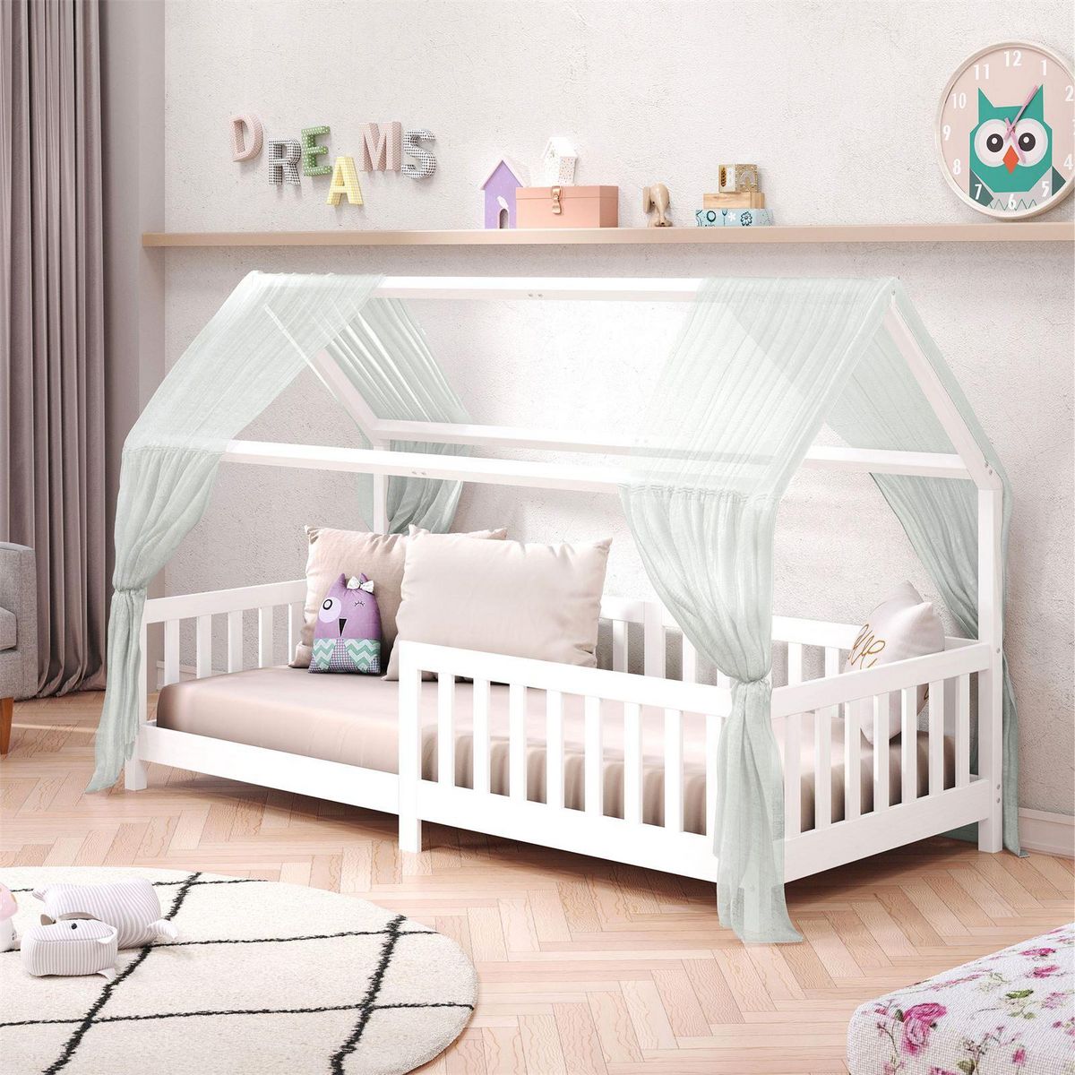 IDIMEX Lit cabane NINA 90 x 190 cm, en pin massif