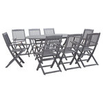 VIDAXL Ensemble a manger de jardin 9 pcs Bois d'acacia massif Gris