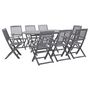 Voir la diapositive 1 : VIDAXL Ensemble a manger de jardin 9 pcs Bois d'acacia massif Gris