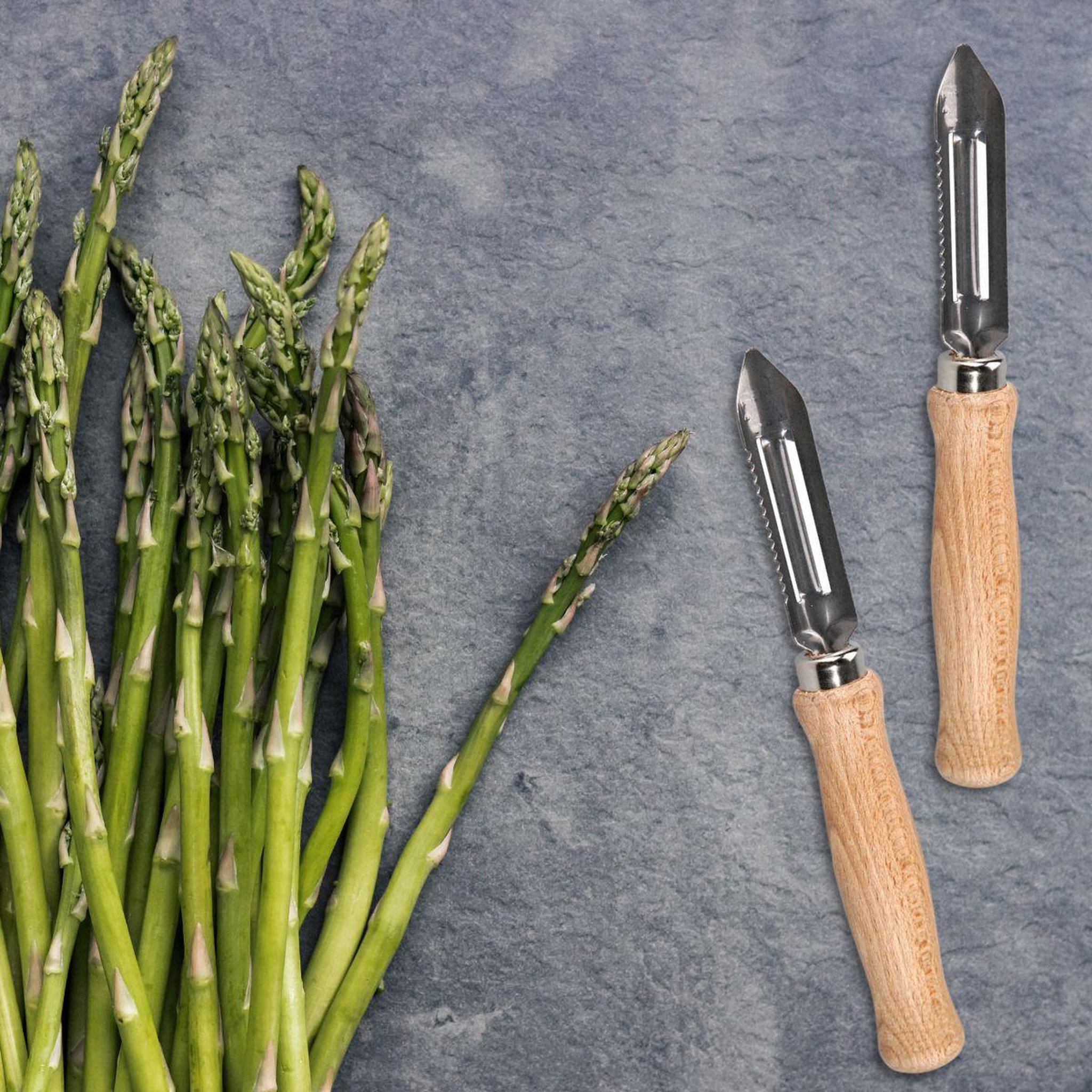 Voir la diapositive 2 : Fackelmann Lot de 2 éplucheurs à asperges manche en bois 15 cm fackelmann