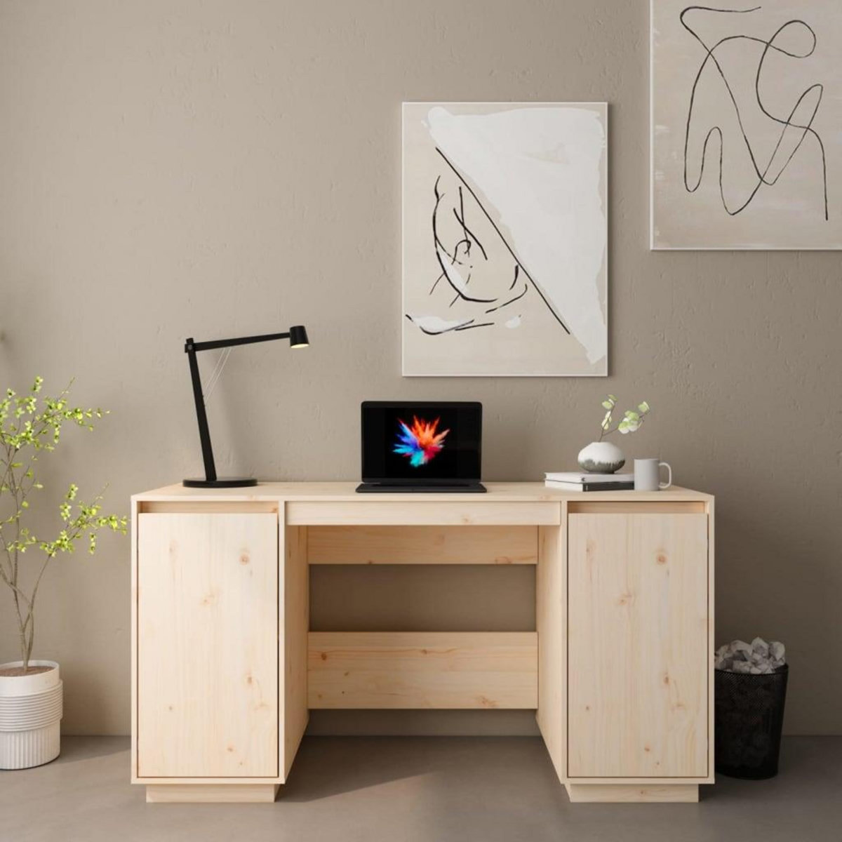 VIDAXL Bureau 140x50x75 cm bois massif de pin
