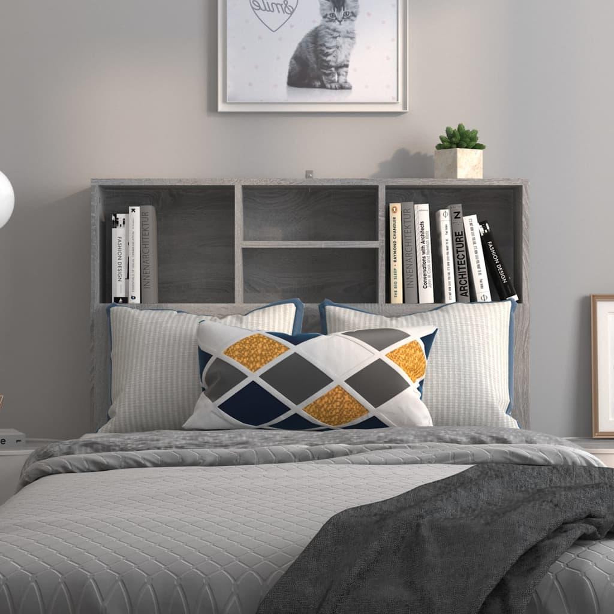 Voir la diapositive 3 : VIDAXL Armoire de tete de lit Sonoma gris 100x19x103,5 cm